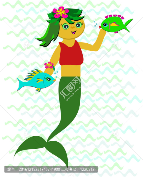 可愛的美人魚與魚朋友