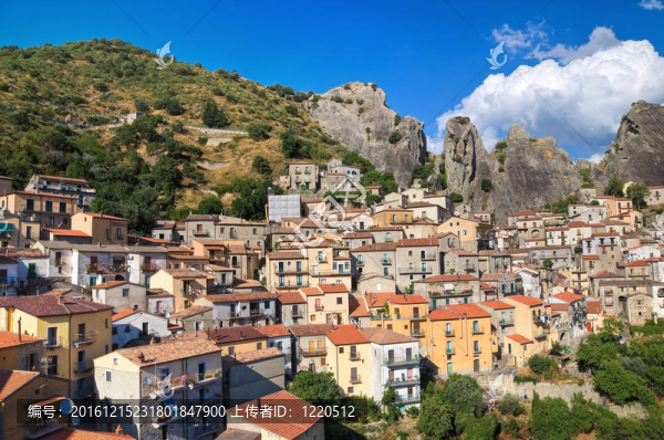 對castelmezzano全景。巴斯利卡塔大區(qū)。意大利.