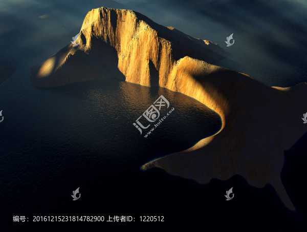 在無邊無際的大海中的無人島