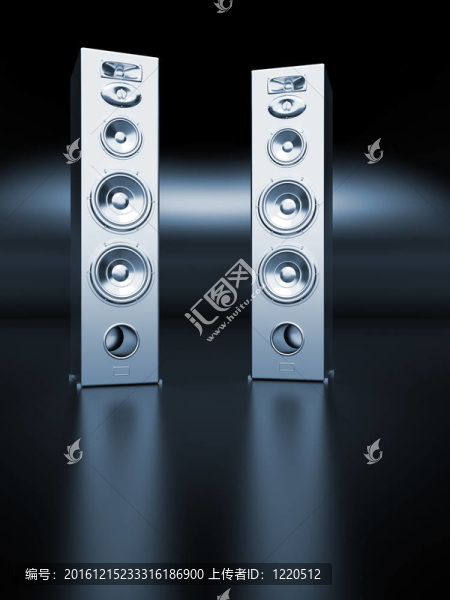 豪華的銀色背景下的銀色音響系統(tǒng)