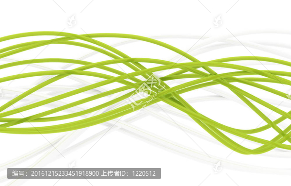 纖維光學(xué)綠色和白色背景上的鍍銀金屬電纜