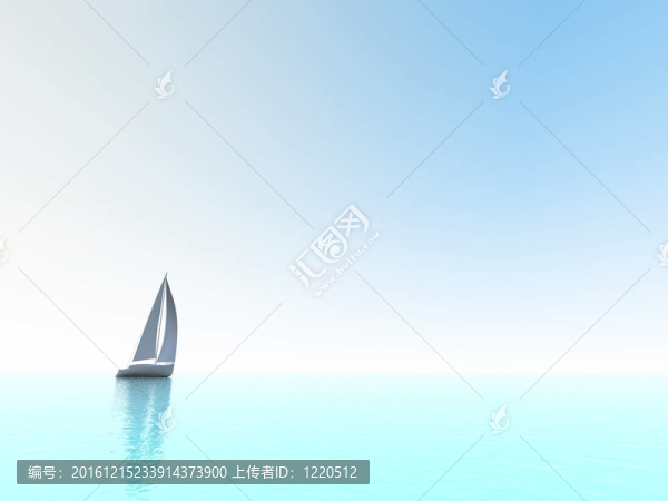 在清澈蔚藍(lán)的天空下航行的帆船