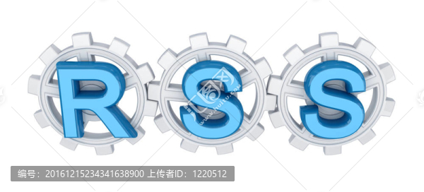 詞RSS和白色齒輪。