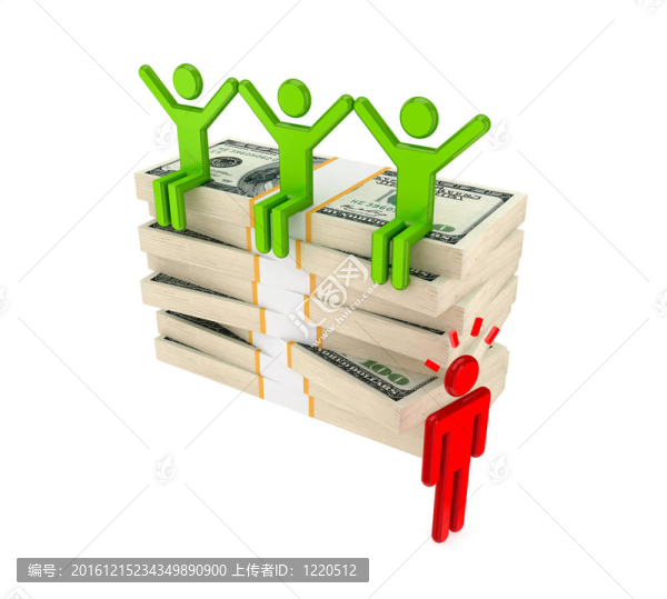 3D小人物和金錢包。
