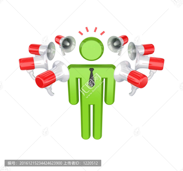 3D小人周圍許多擴(kuò)音器。
