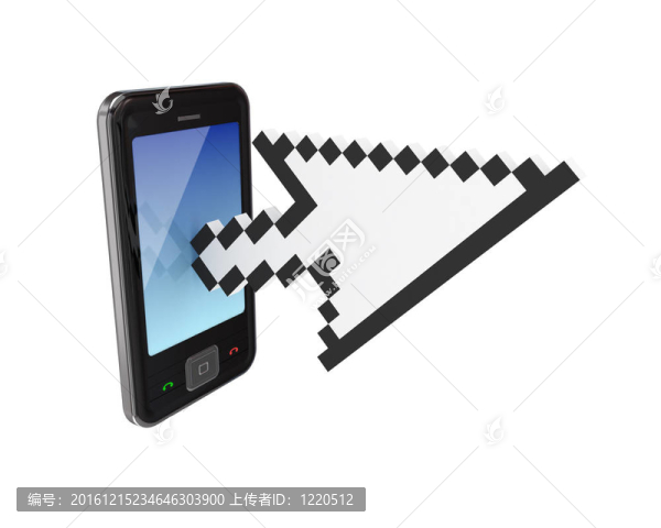 現(xiàn)代手機(jī)和大光標(biāo)。