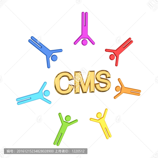 多彩3D小人物與黃金字CMS。