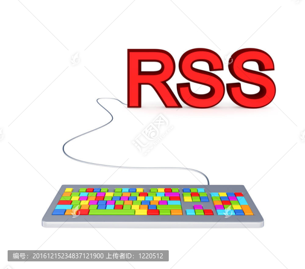 豐富多彩的PC鍵盤和大紅色字的RSS。