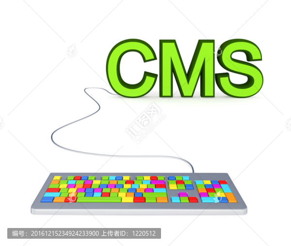 多彩的PC鍵盤和大綠字CMS。