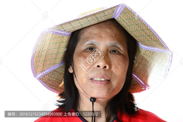 50年代的亞洲女人，孤立在白色背景