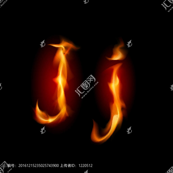 火熱的字體。字母J