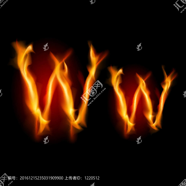 火熱的字體。字母W