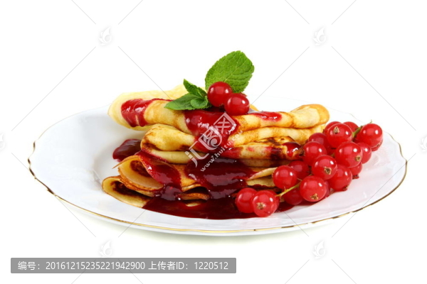 煎餅配漿果醬。