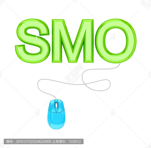 電腦鼠標和綠字SMO。