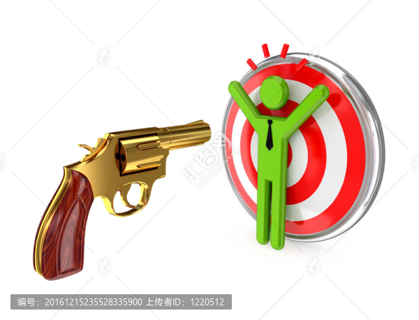 左輪手槍瞄準(zhǔn)3D人。