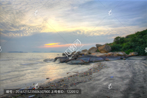 香港沿海岸的日落