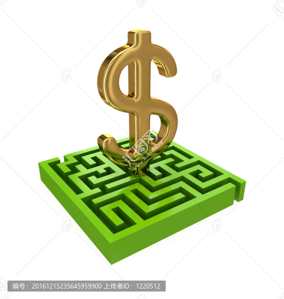 綠色迷宮，黃金美元符號。