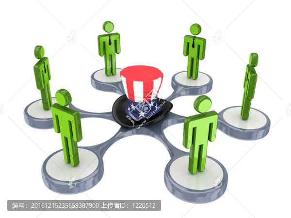 3D小周圍的人山姆叔叔的帽子。
