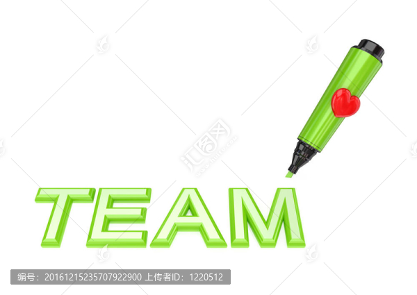 綠色標(biāo)記筆和字團(tuán)隊(duì)。