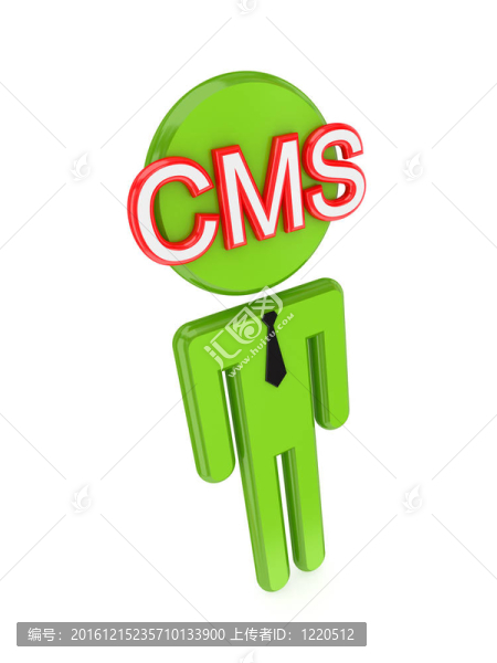 用紅色字CMS在人臉的三維小的人。