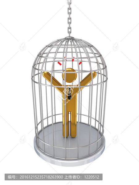 在鳥籠里3D小的人。