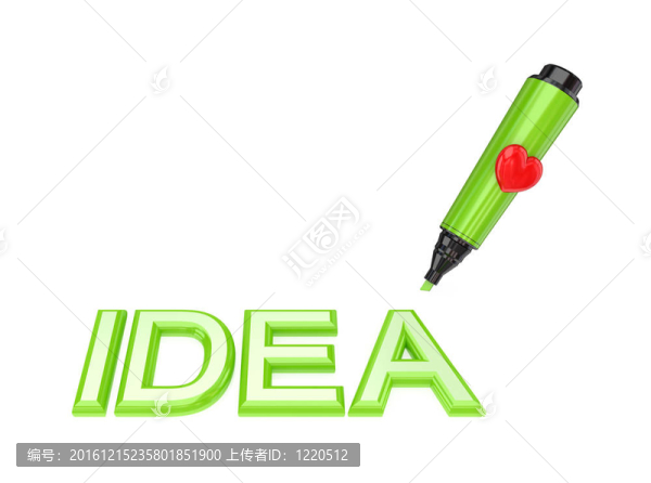 綠色標記筆和字的想法。