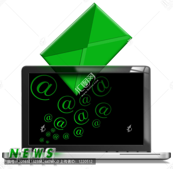 筆記本電腦的電子郵件通訊的概念