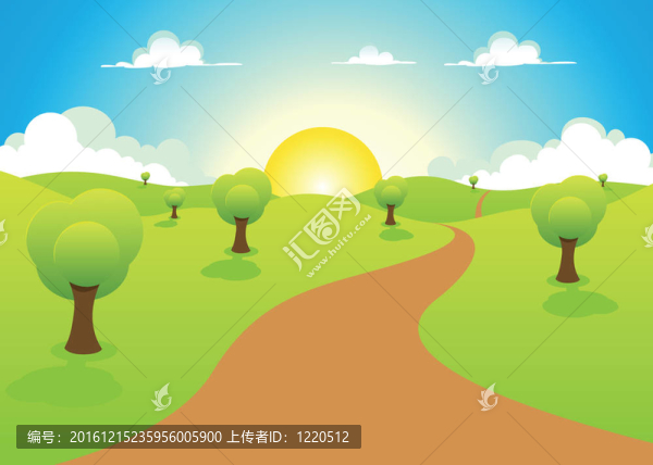 卡通春季或夏季景觀