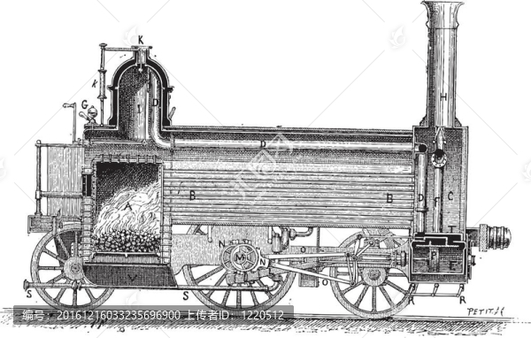 蒸汽機車；老式雕刻