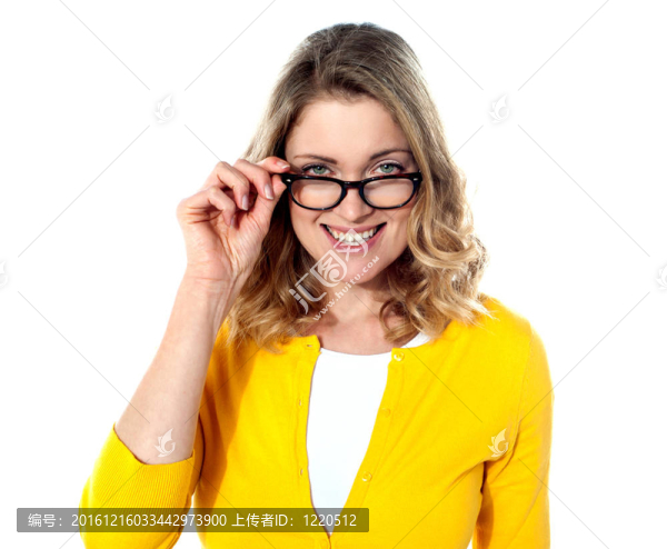 快樂(lè)的女孩與眼鏡