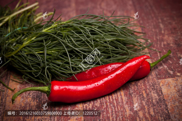 蘇打豬毛菜（意大利agretti）和Chili,Pepper