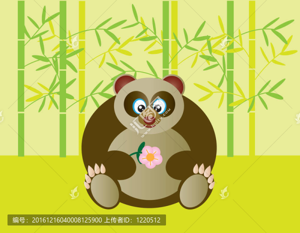 可愛(ài)坐熊貓抱花