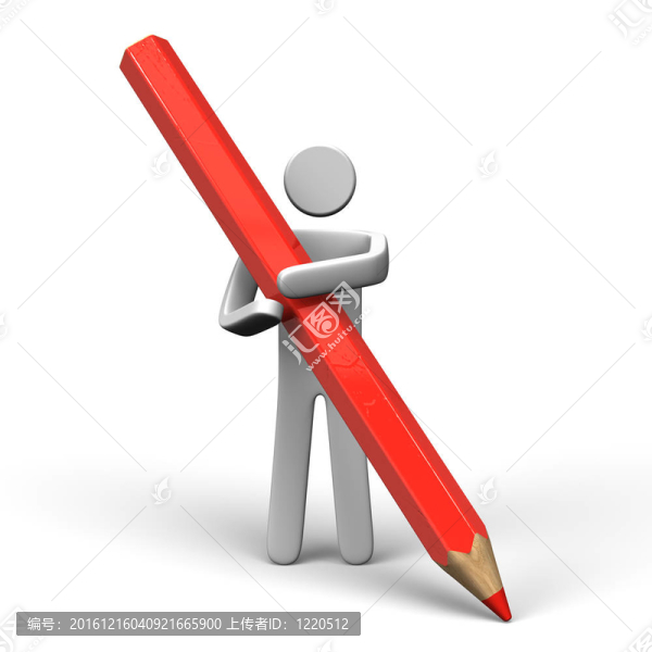 personhasbigredpencilfrontview