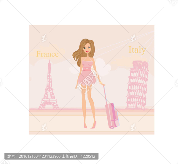 帶行李的美女旅行女孩