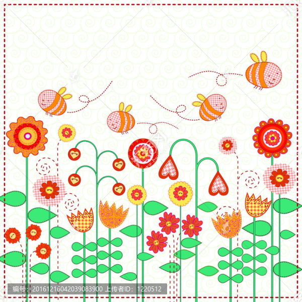 可愛(ài)的花朵和可愛(ài)的蜜蜂