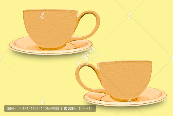 黃色背景下的咖啡杯