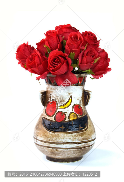 舊花瓶中的玫瑰花花束