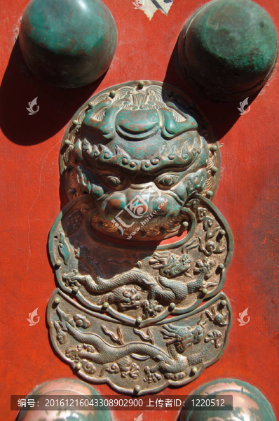 門上獅子細節(jié)；紫禁城；北京