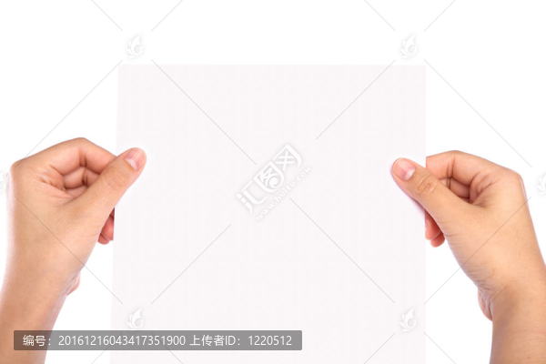 白色背景上的手和紙