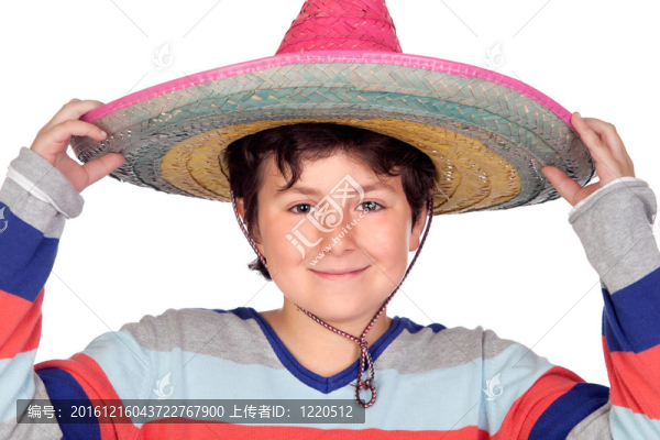 可愛(ài)的男孩與墨西哥帽子