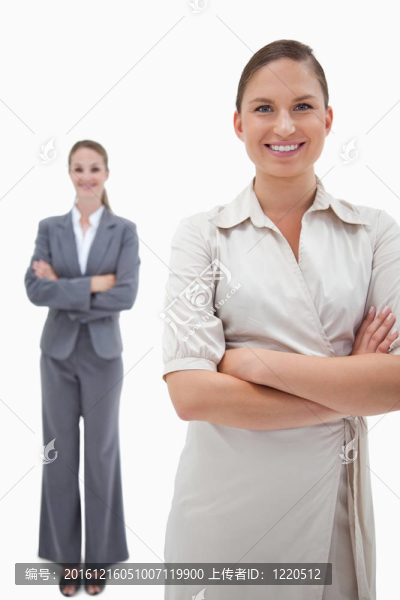 微笑的女商人冒充的肖像