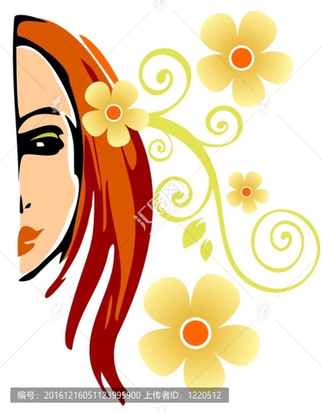 女人和花