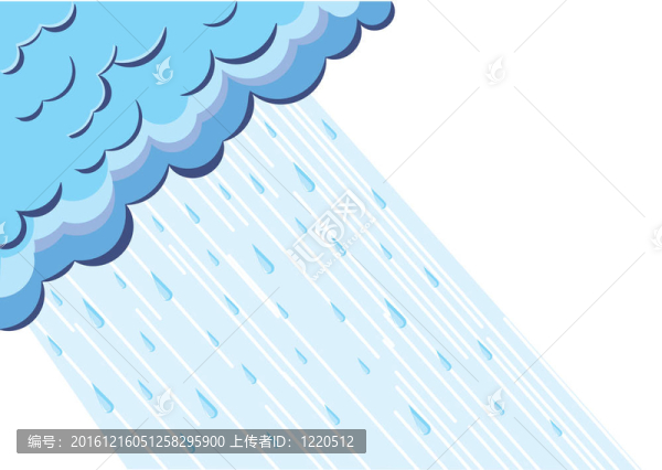 下雨的深藍(lán)色云彩.卡通插圖