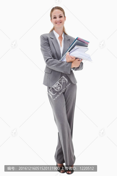 微笑辦公室員工成堆的文書工作