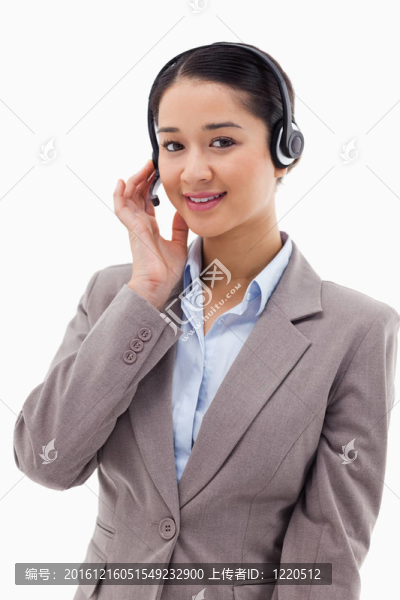 一個(gè)看起來(lái)不錯(cuò)的經(jīng)營(yíng)者肖像與耳機(jī)