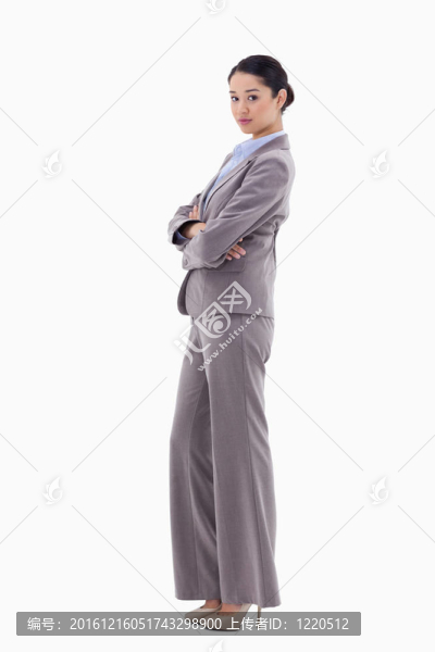 一個黑人女商人肖像擺臂長