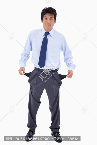 商人展示他空口袋的肖像