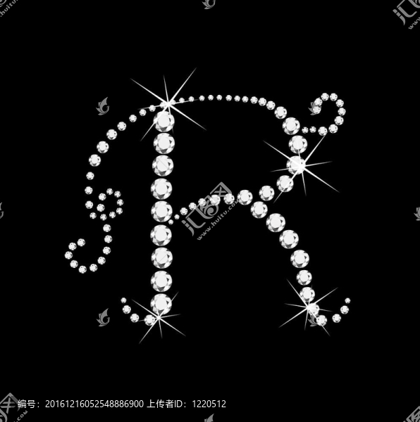 R字母鉆石金光閃閃的星星