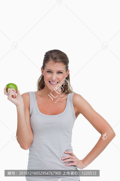 一個拿著蘋果的女人的肖像