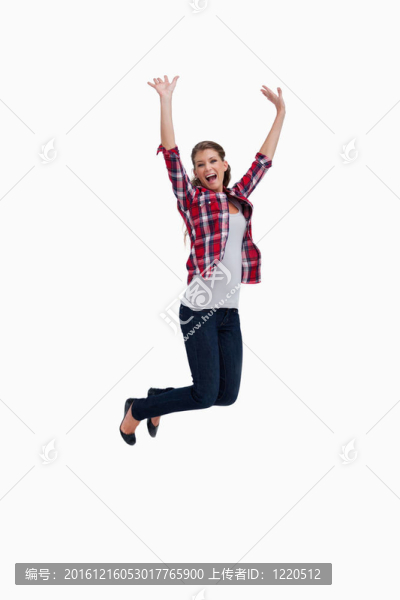 一個快樂女子跳的肖像